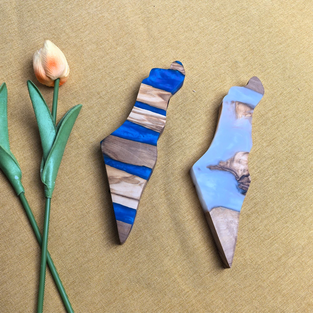 Israel Map Mezuzah Case Epoxy Resin With Olive Wood Mezuzah case Judaism Mezuzah Holy Shema Blessing Hebrew Jew Home Decorations