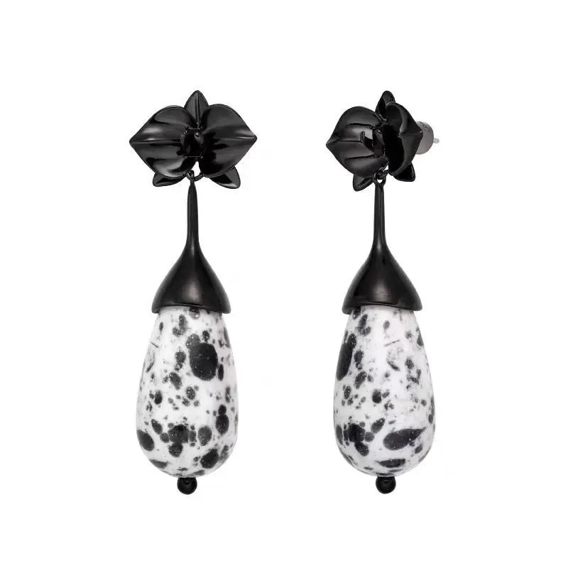 Ceramic orchid earrings elegant everything with a high sense of fashion temperament earrings