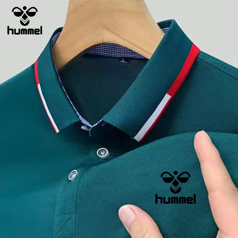 New Men's Brand HUMMELPolo Shirt Short-sleeved Men's Polo Shirt New Summer Street Casual Fashion Ladies POLO Shirt Top