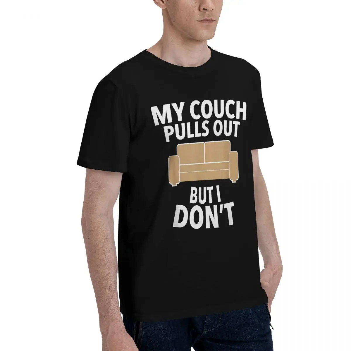 Couch Pulls Out Joke Motion T-shirts Vintage Leisure Title Funny USA Size