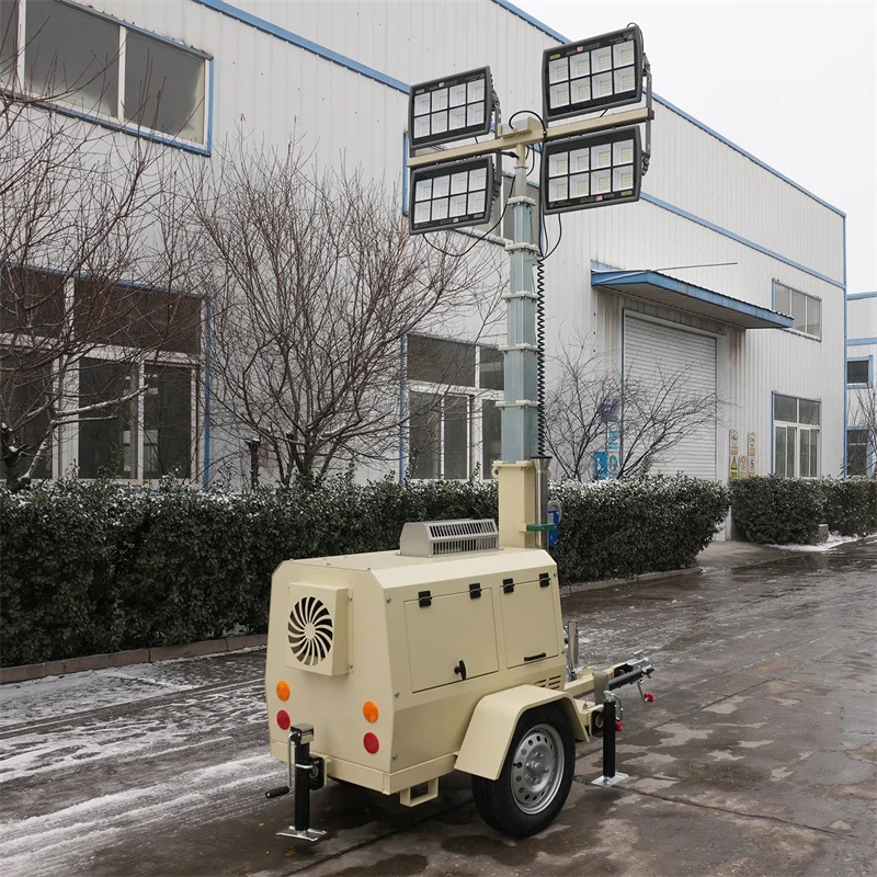 Diesel Lighting Tower 8m Electric Lifting Mast High Bright LED Low Noise For Disaster Relief Emergency Rescue Lighting Equipment