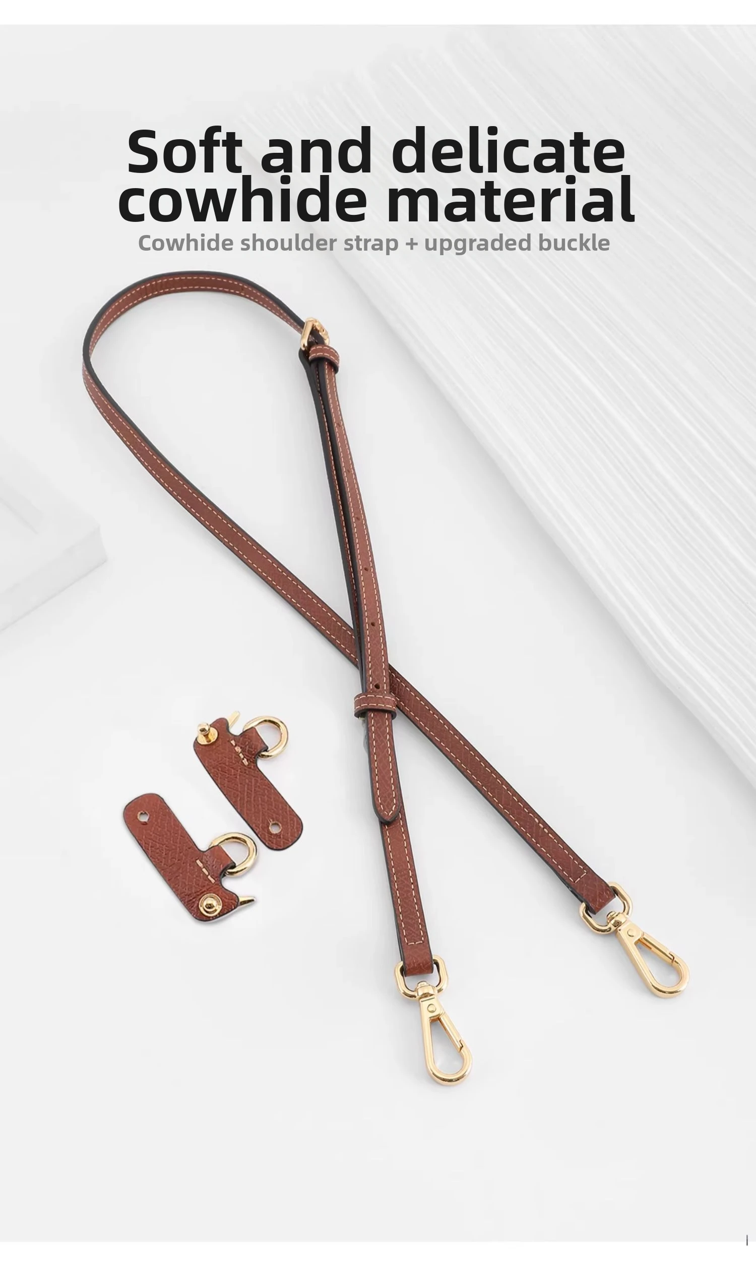 Genuine Leather Shoulder Strap Fit For Longchamp Mini Le Pliage Punch Free Crossbody Bag Strap Accessories