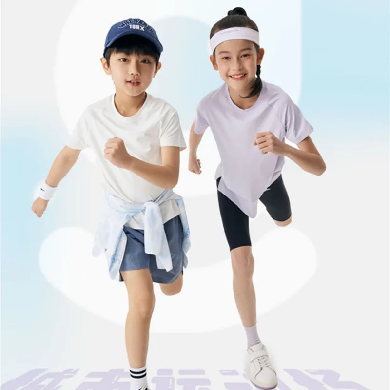 thin ice silk quick-drying breathable baby kidsren's tennis sports fitness yoga five-point mid-length pants