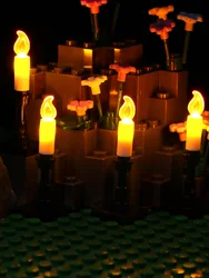 4PCS LED Candle Light City Package Garden Combination Automatic Flicker  Building Block Brick MOC Adult Gift Toy