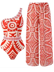 2026 One Piece Swimsuit & Long Pants Padded Sexy Swimwear Women Bathing Suit Female Swimming Summer Beachwear Bodysuit