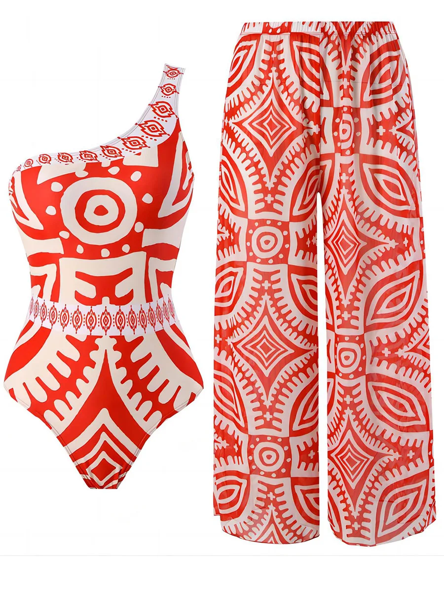 2026 One Piece Swimsuit & Long Pants Padded Sexy Swimwear Women Bathing Suit Female Swimming Summer Beachwear Bodysuit