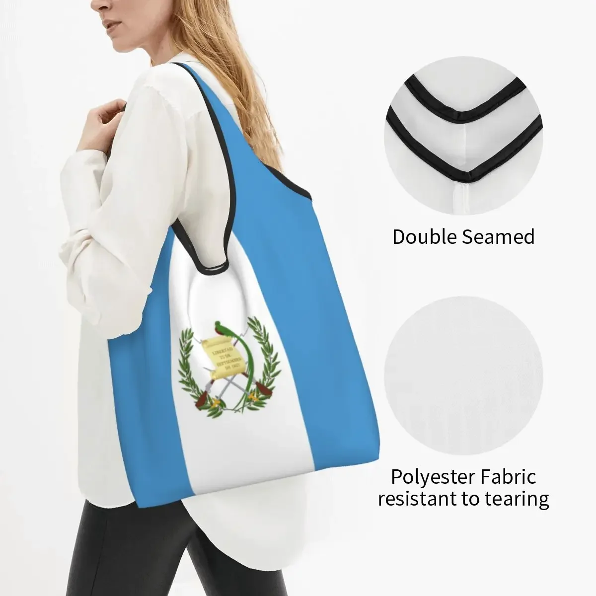 Reusable Guatemala Flag Gifts Stickers Shopping Bag Women Tote Bag Portable Pride Grocery Shopper Bags