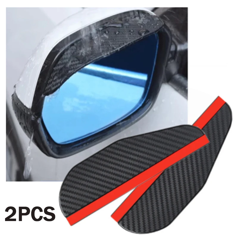 

2Pcs Carbon fiber Car side Mirror waterproof Sun Visor Rain Eyebrow Auto Car Rear View Side Rain Shield Flexible Protector