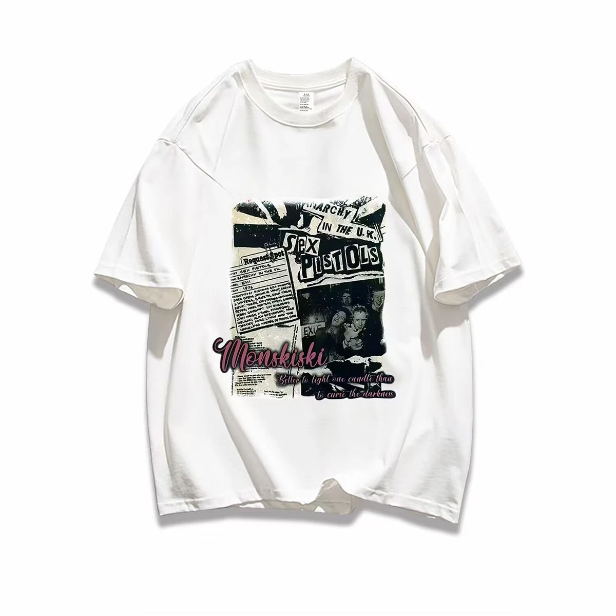 

Summer American-style Pure Cotton Sweet-cool High-street Newspaper Short-sleeved Tees for Couples Perfect for Instagram Casual