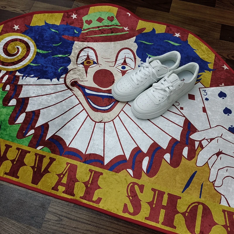 VIKAMA Gothic Clown Carnival Halloween Rug Holiday Celebrations Doormat Welcome Mat Rug For Bedroom Carpet For Live Room Home De