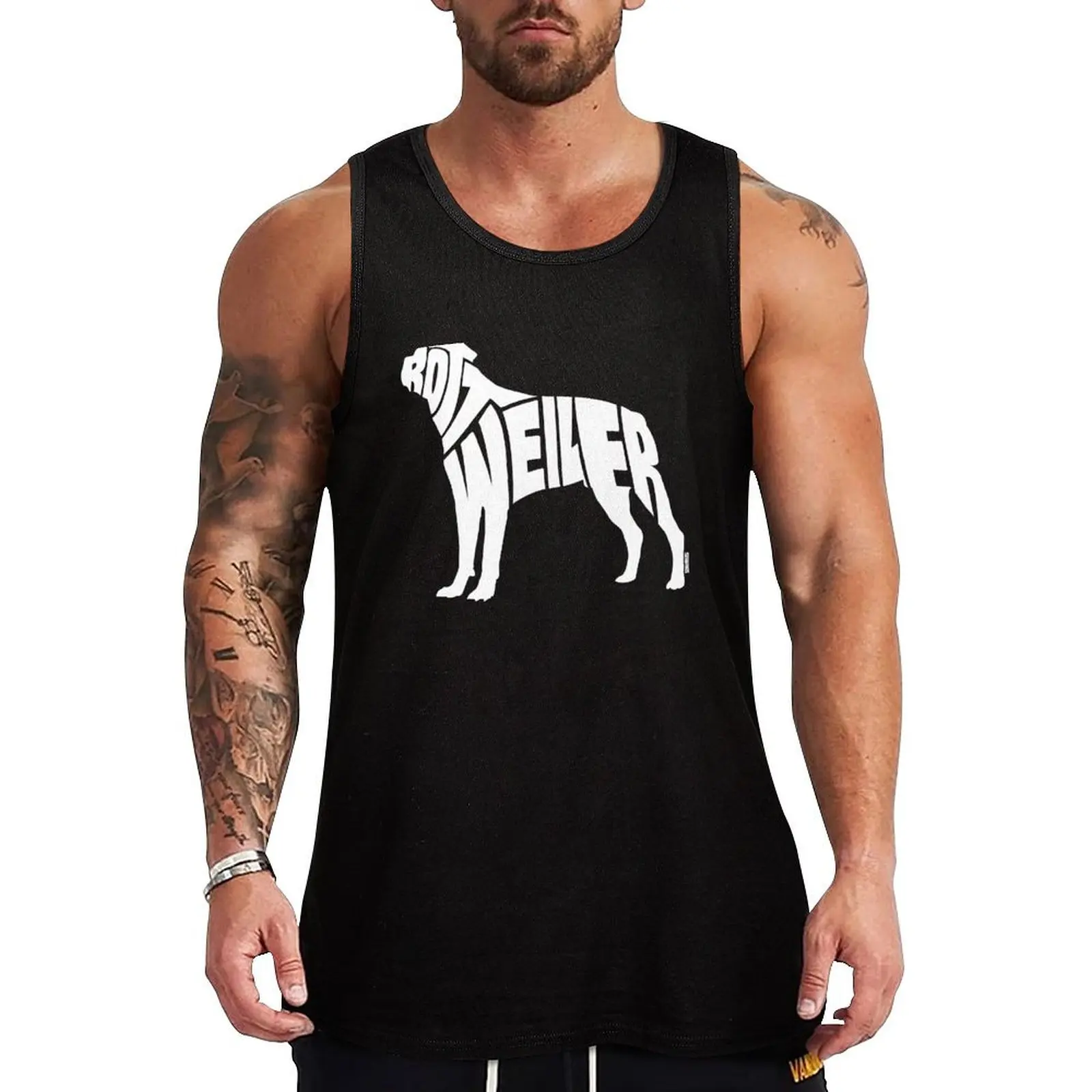 

Rottweiler White Tank Top Men's clothing Men's gym articles Men's gym t-shirts running shirt underwear