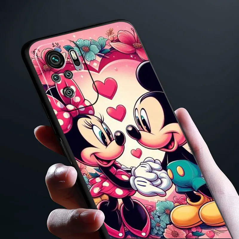 Case For Xiaomi Redmi Note 13 11 12 10 Pro 12C 9S 10C 8 9A 9C 12S 7 8T A1 Plus Silicone Black Phone Cover Love Mickey Minnie