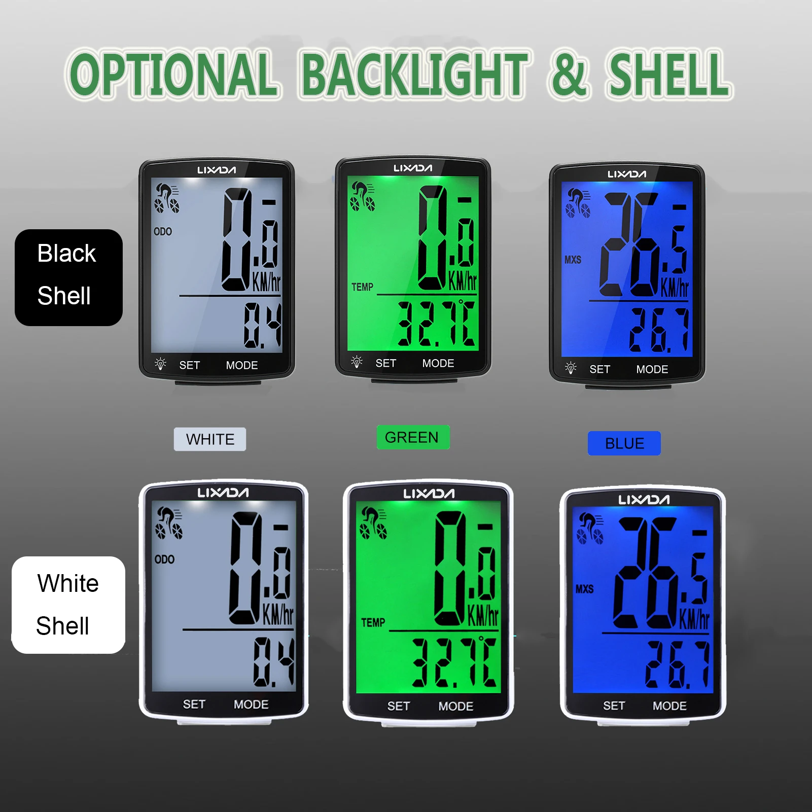 LIXADA Wireless Bike Computer LCD Screen Bicycle Computer Mountain Bike Speedometer Odometer IPX6 Waterproof Cycling Stopwatch