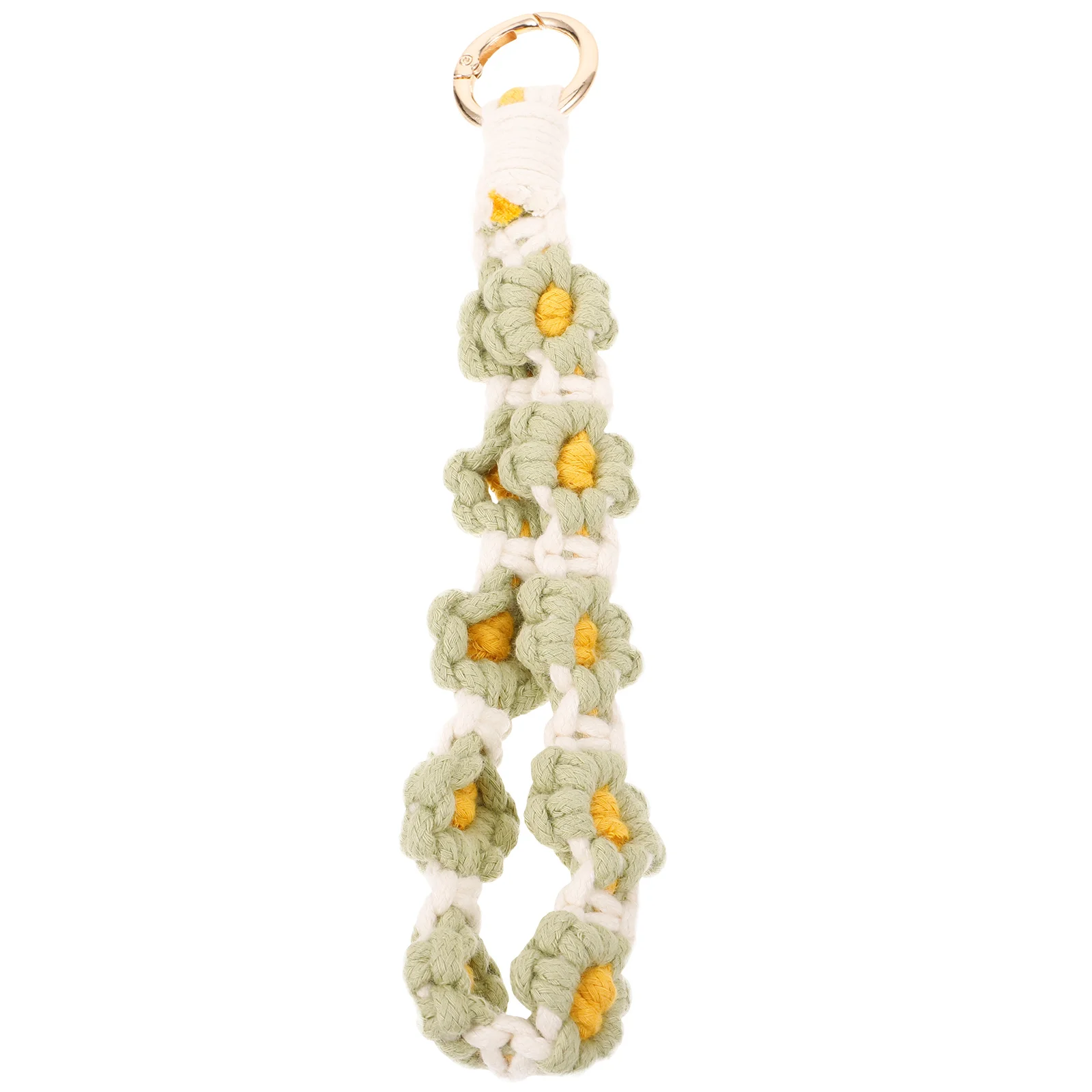 

Bohemian Daisy Keychain Green Wristband Phone Strap Versatile Design Lanyard Keychain Wristlet Charms Durability Fashion