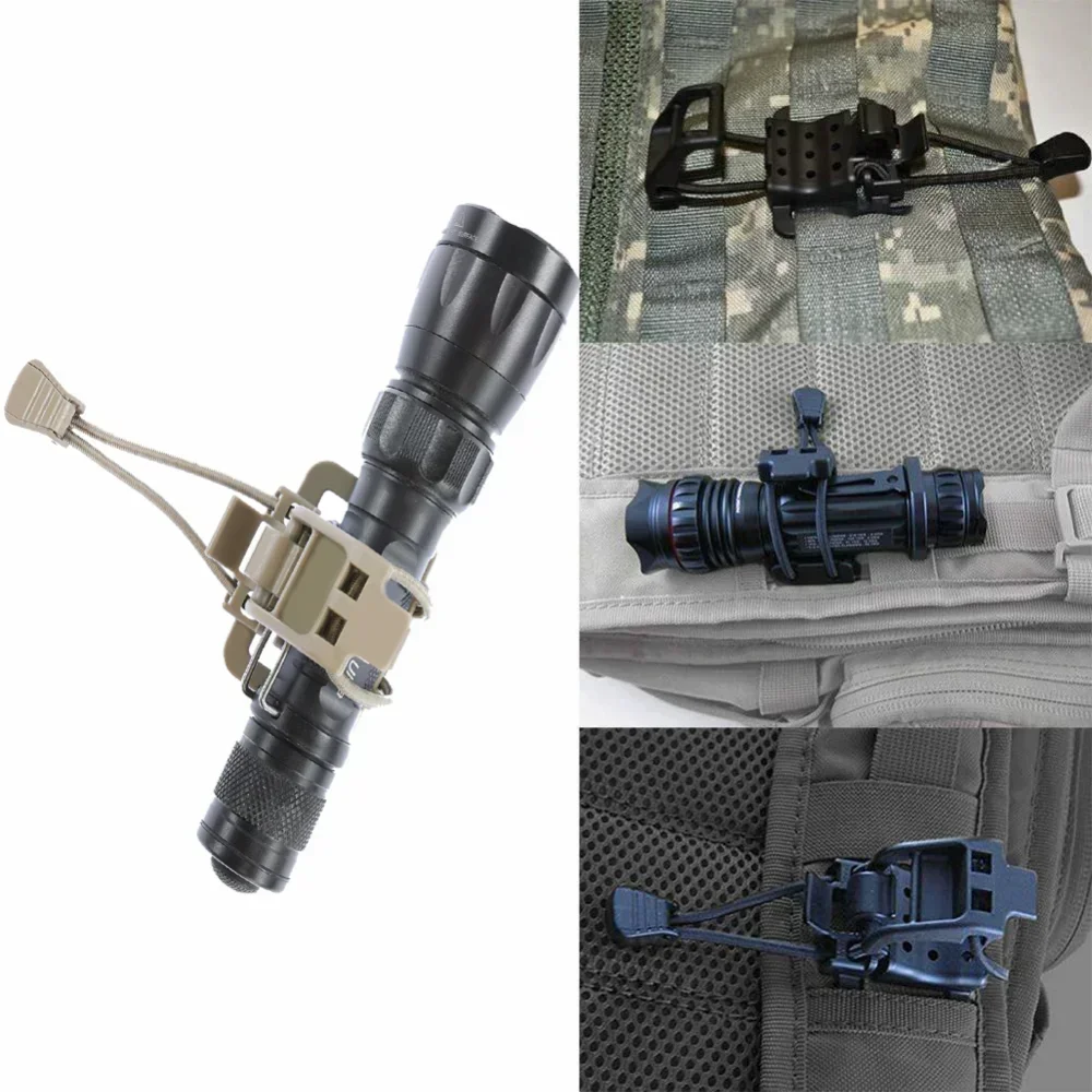 1PC Multifunction Tactical Flashlight Clip Molle Hiking Accessories Hanging Buckle Shovel Clamp Axe Clamp Bracket Backpack