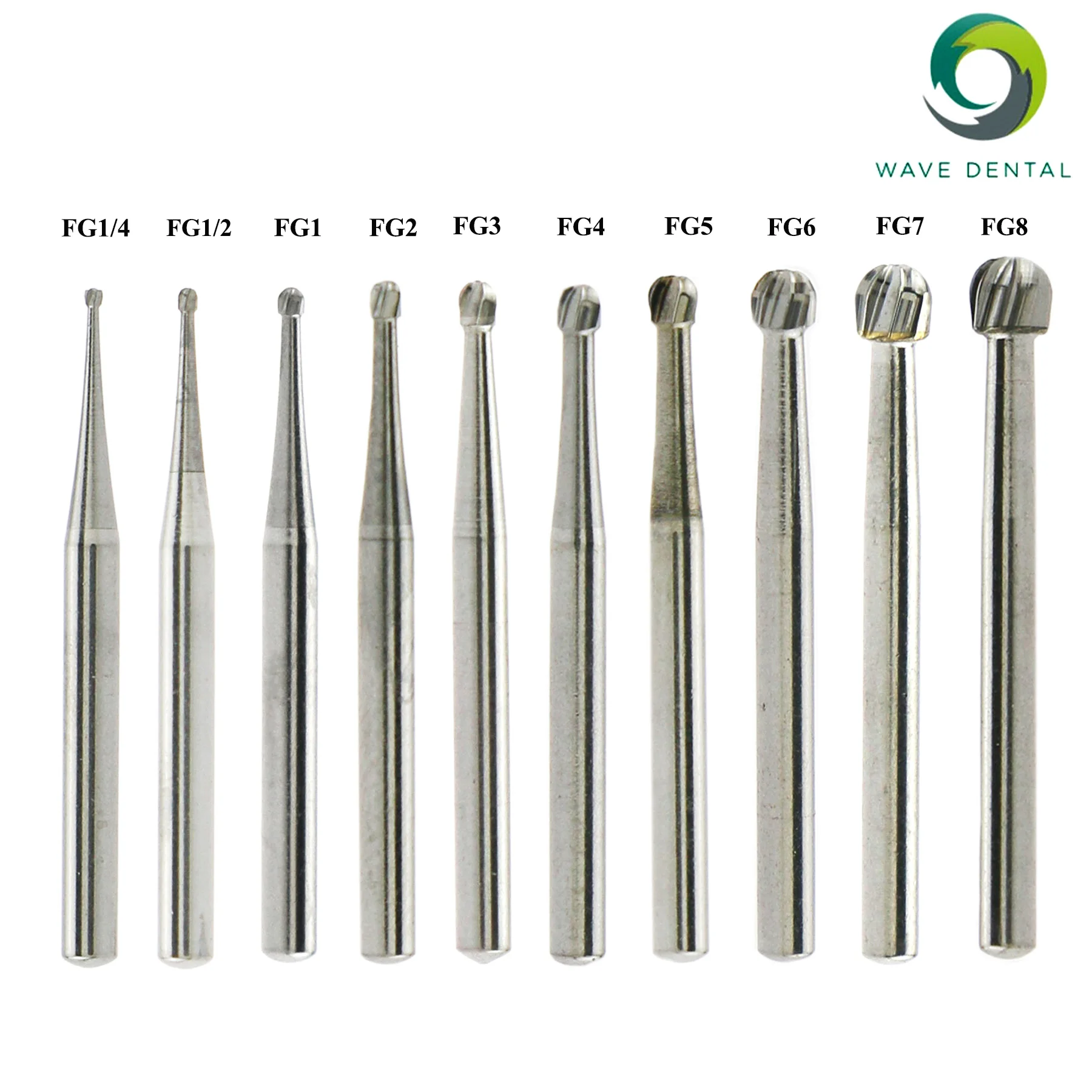 PRIMA WAVE Dental Strawberries Tungsten Carbide Burs Drill Bits Round Type FG Series for High Speed Handpiece Dia.1.6mm 5Pc/PacK