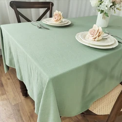 Cotton Linen Fabric Table Cloth Washable Rectangle Table Cover Sage green beige for Everyday Home Dining Parties Wedding Holiday