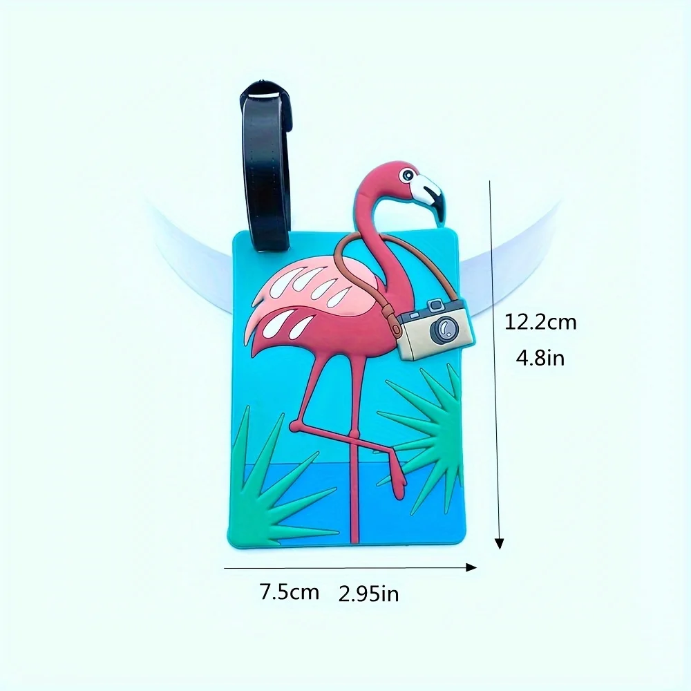 1 قطعة لطيف الإبداعية فلامنغو علامة الأمتعة قائمة بطاقة الصعود ، حقائب الظهر الذكور والإناث مع علامات الأمتعة #2