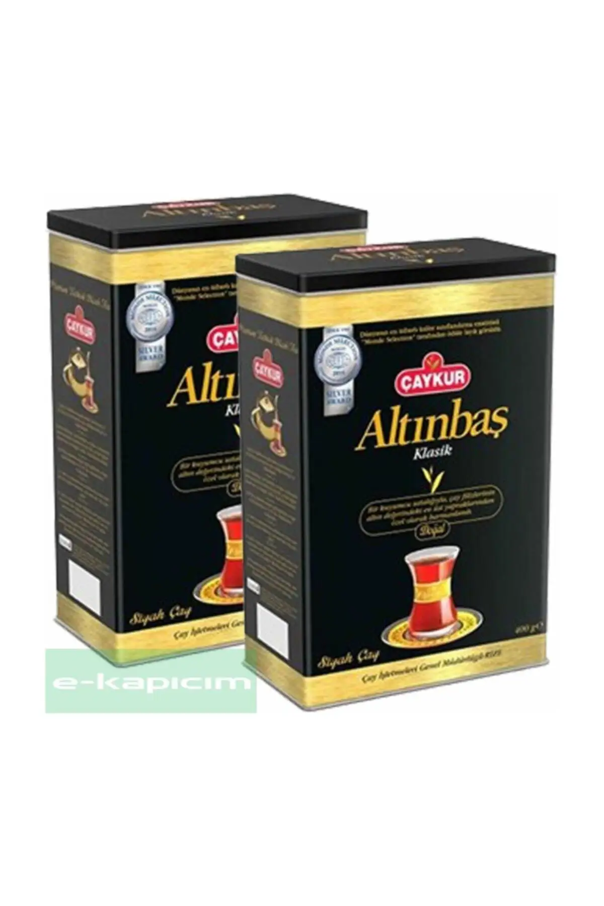 الذهب علبة شاي من الصفائح الحديدية 400 Gr X 2