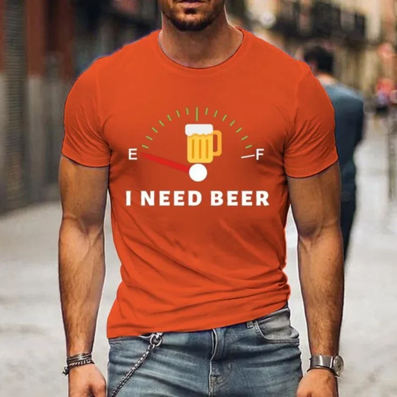 I Need Beer Print T-shirt for Men Casual Short Sleeve Women Men Graphic Print Tshirts Graphic T Shirts Cosplay Men's Clothing