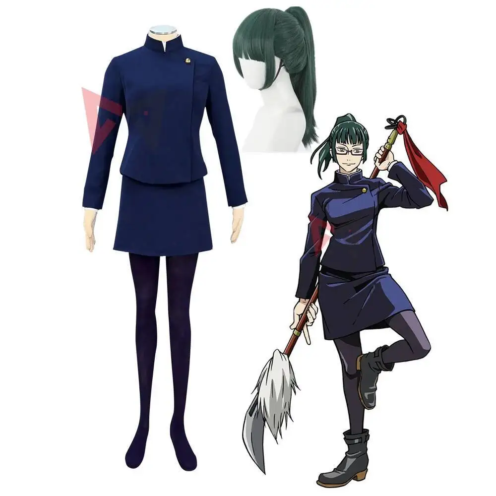 

New Jujutsu Kaisen Zenin Maki Cosplay Costumes Shirt Coat Skirt Anime Uniform School Set For Kids Adult Plus Size