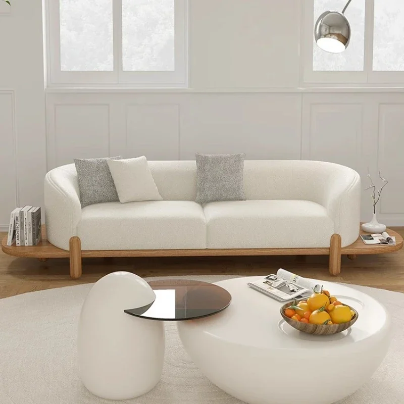 

Moon curved sofa log cream wind Japanese simple modern living room designer corner teddy velvet removable and washable
