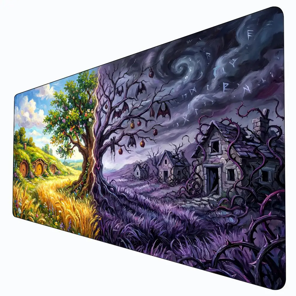 

Игровой коврик Broken Fantasy Ranch MTG для карточных игр Magic с прошитыми краями, нескользящий, прочный, для настольных игр и TCG