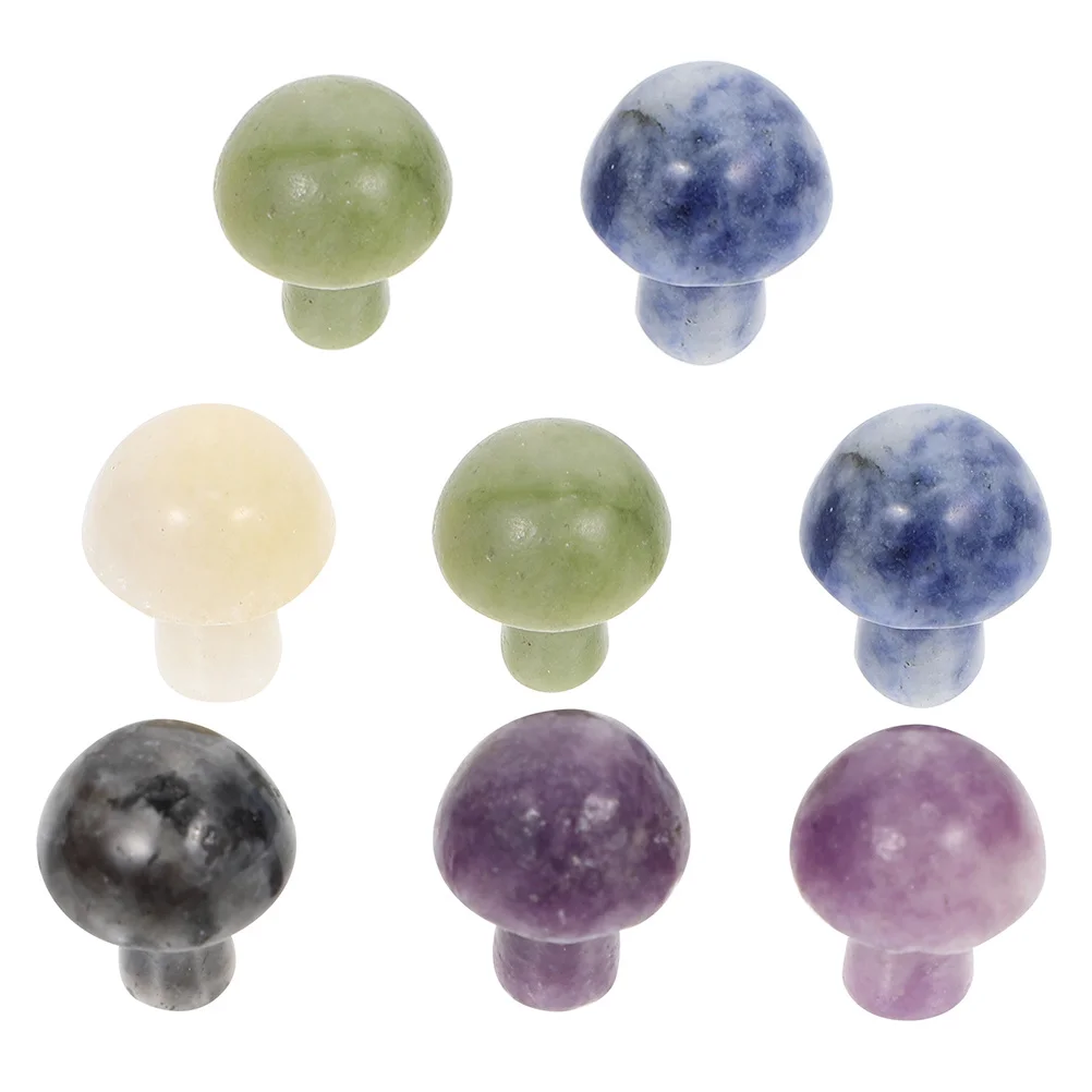 

8Pcs Mini Mushroom Decorations Gemstone Sculptures Flowerpot Charms Micro Landscape DIY Accessories