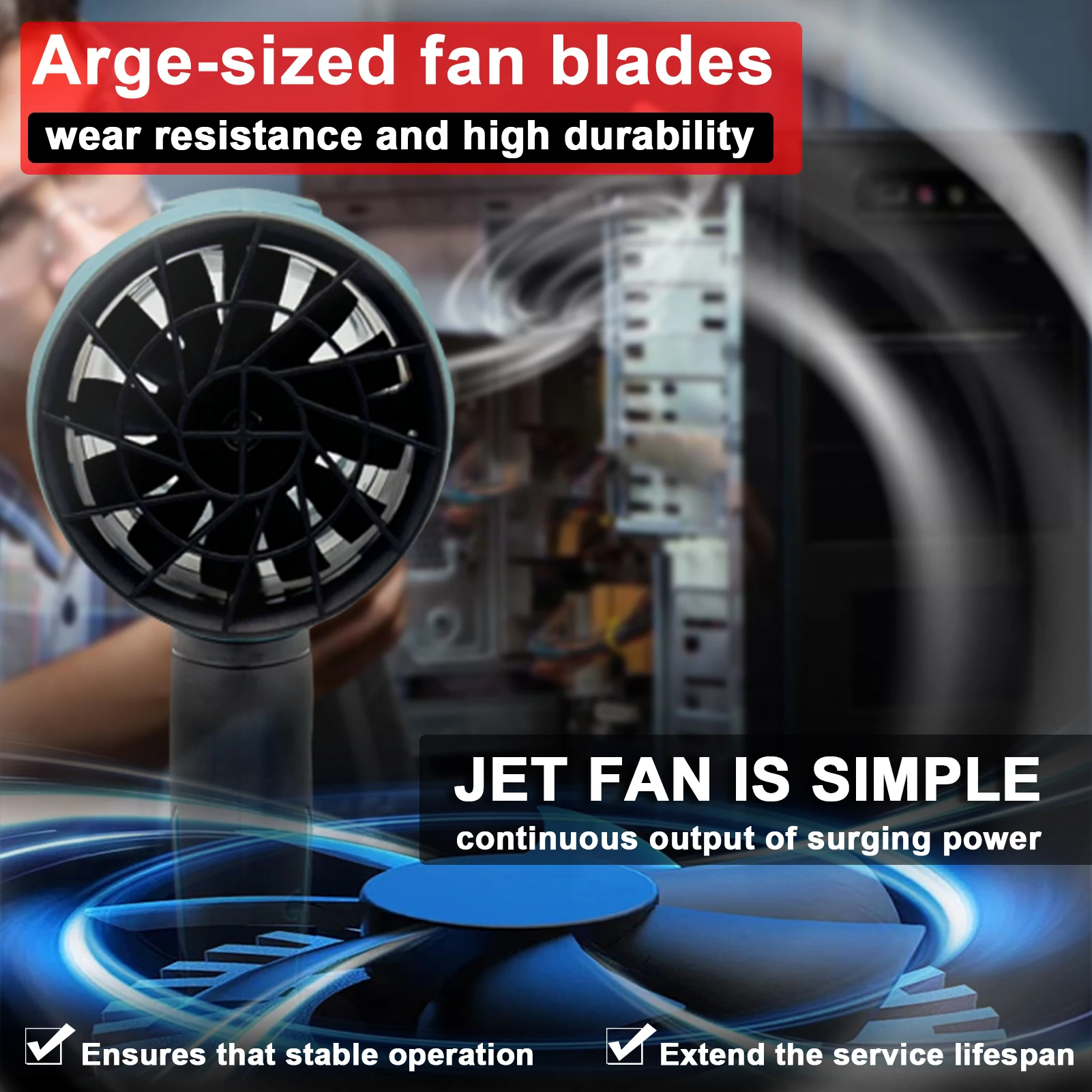 1000W Handheld Ducted Turbofan High Power Jet Fan Lithium Gewelddadige Fan Multifunctionele Auto Wasmachine Stofblazer Elektrische Blower