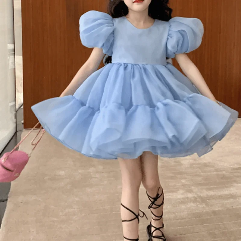 Baby Girl Princess Tutu Dress Infant Toddle Child Puff Sleeve Bow Vestido Wedding Party Birthday Pageant Eid Child Clothes 1-12Y