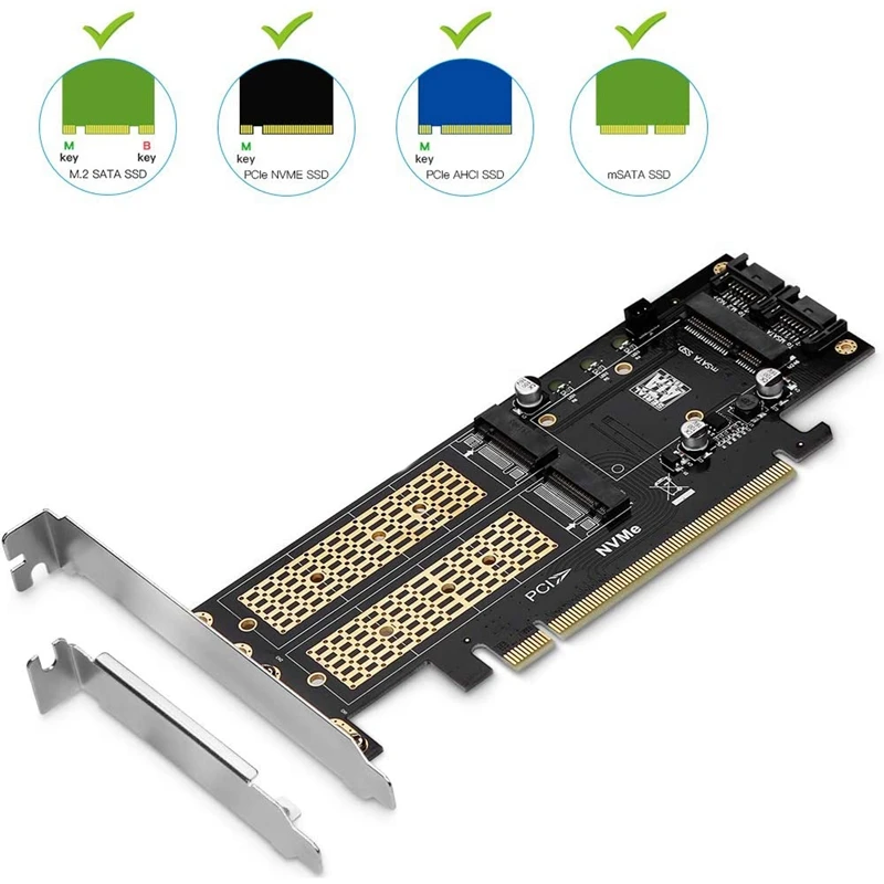 3 In 1 NGFF And MSATA SSD Adapter Card,M.2 NVME To PCIE/M.2 SATA SSD To SATA III/MSATA To SATA Adapter For 2280/2260
