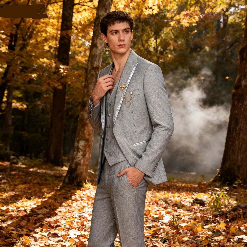 

Men's Black 3-Piece Suit Slim Fit Elegant Formal Casual Ensemble Jacket Vest Pants Business Wedding Dance - Complete Outfit Set