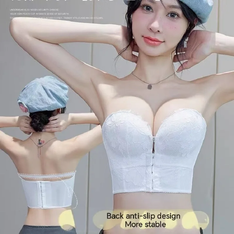 

Сексуальное нижнее белье без бретелек с пряжкой спереди, Нескользящий невидимый бюстгальтер с небольшой грудью и пуш-ап для женщин