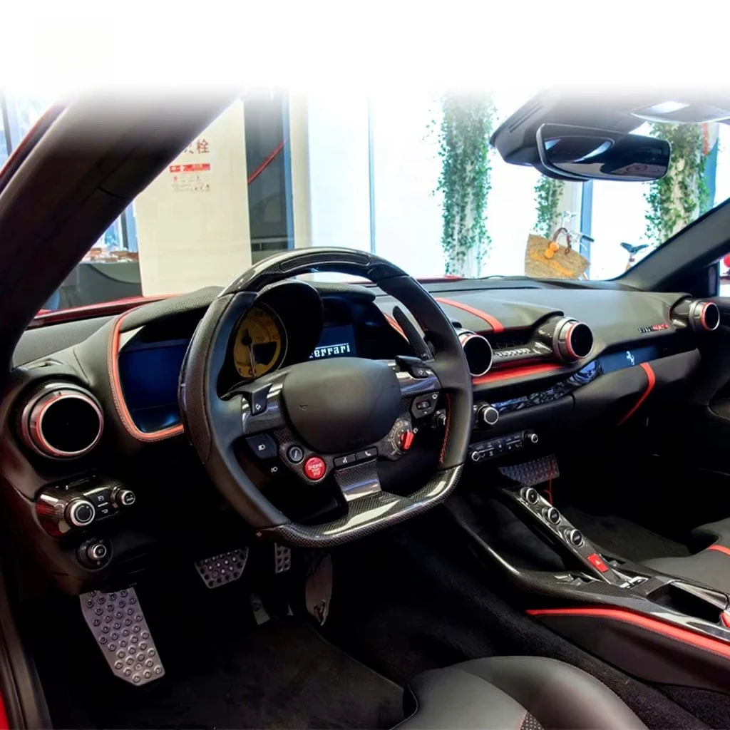 OEM Style 3K Carbon Glossy Car Interior Dashboard Center Control Cover Air Conditioner Control Panel for  812