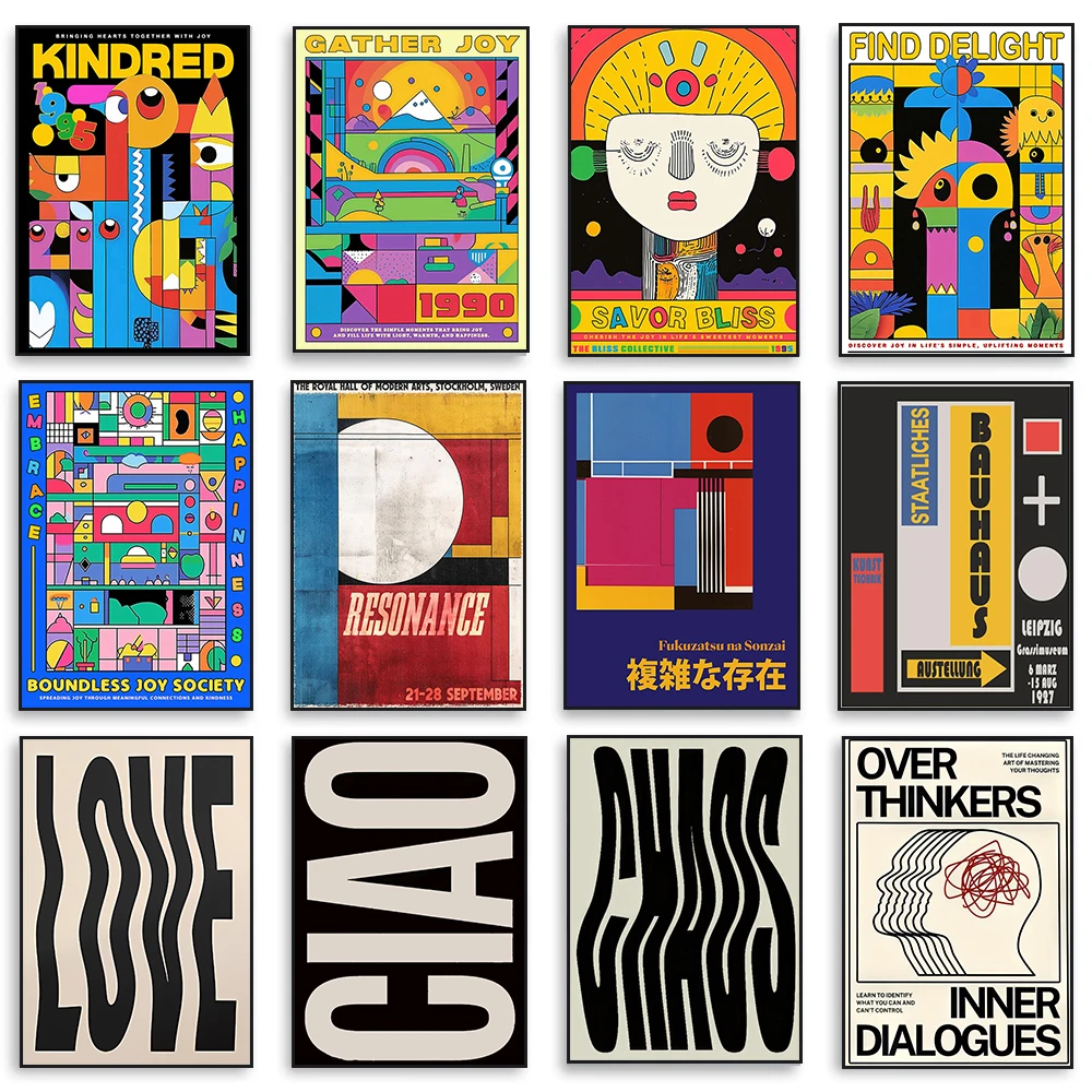 

Геометрический абстрактный художественный постер KINDRED 1995, печатная картина для выставки, декор для дома и офиса, без рамы