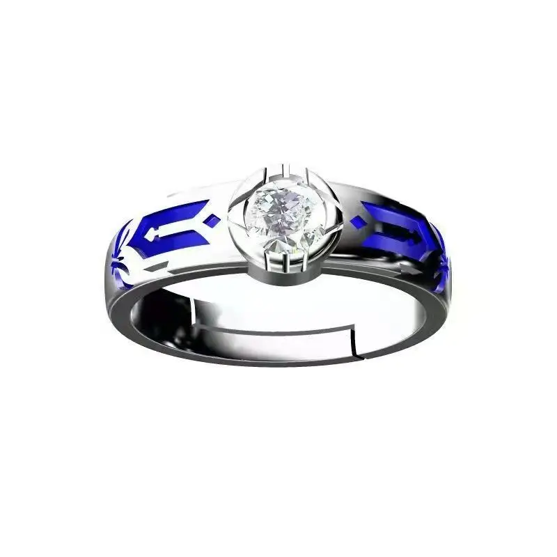 Anime Fate Stay Night Saber Impression Ring per uomo donna argento Color smalto Zirconia anelli intarsiati fan Cosplay Party Jewelry