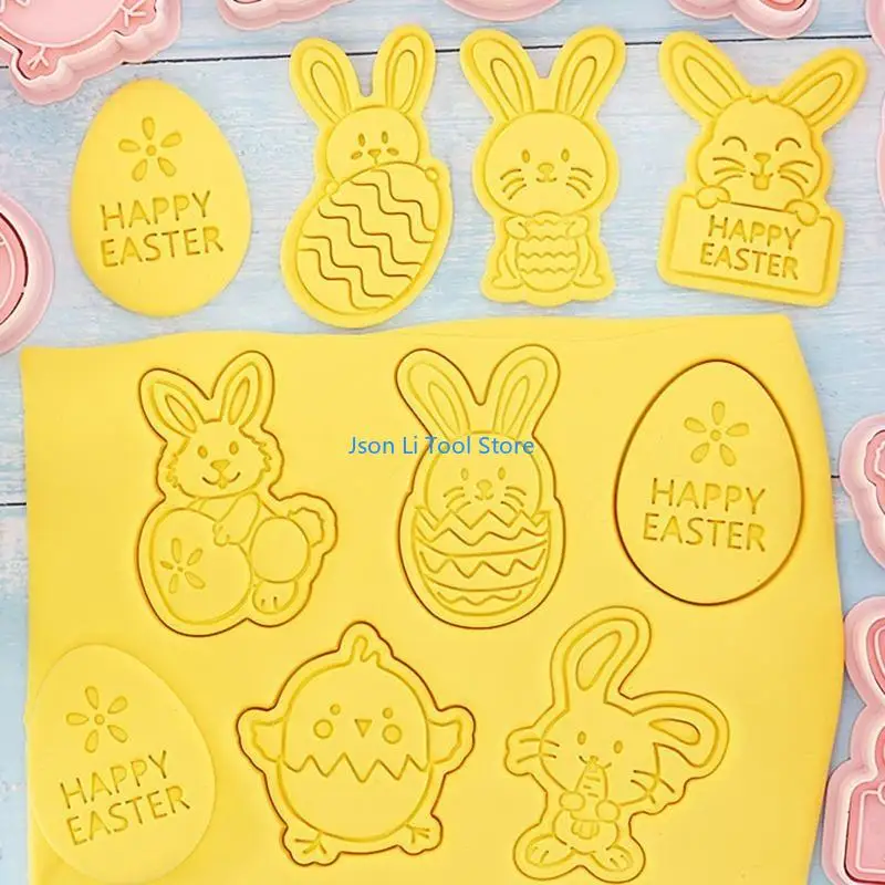 Y08d 8 Pack Osterkeksschneider Set Plastikmaterial Kaninchen Chick Osterei Formen