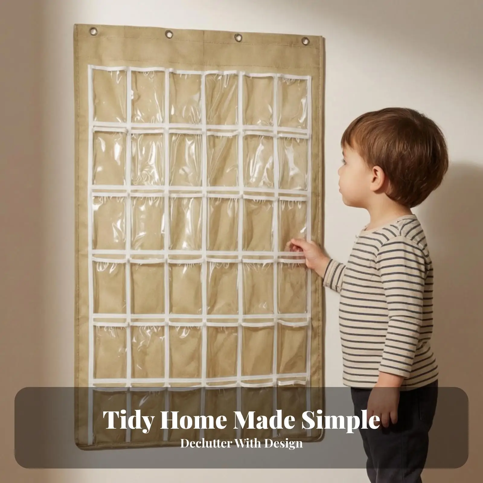 Wall Pocket Chart Organizer for Cards and Learning Materials Oxford Cloth with Eyelets for Study Area