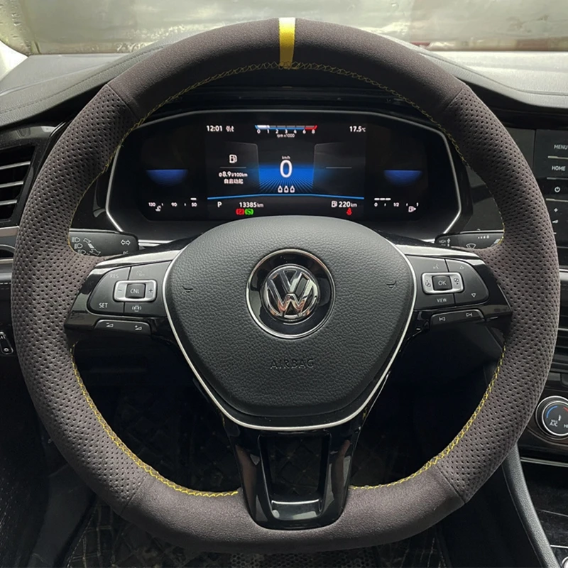 Custom Car Steering Wheel Braid Cover Suede 100% Fit For Volkswagen VW Golf 7 Mk7 Nieuwe Polo jetta Passat B8 Steering Wrap