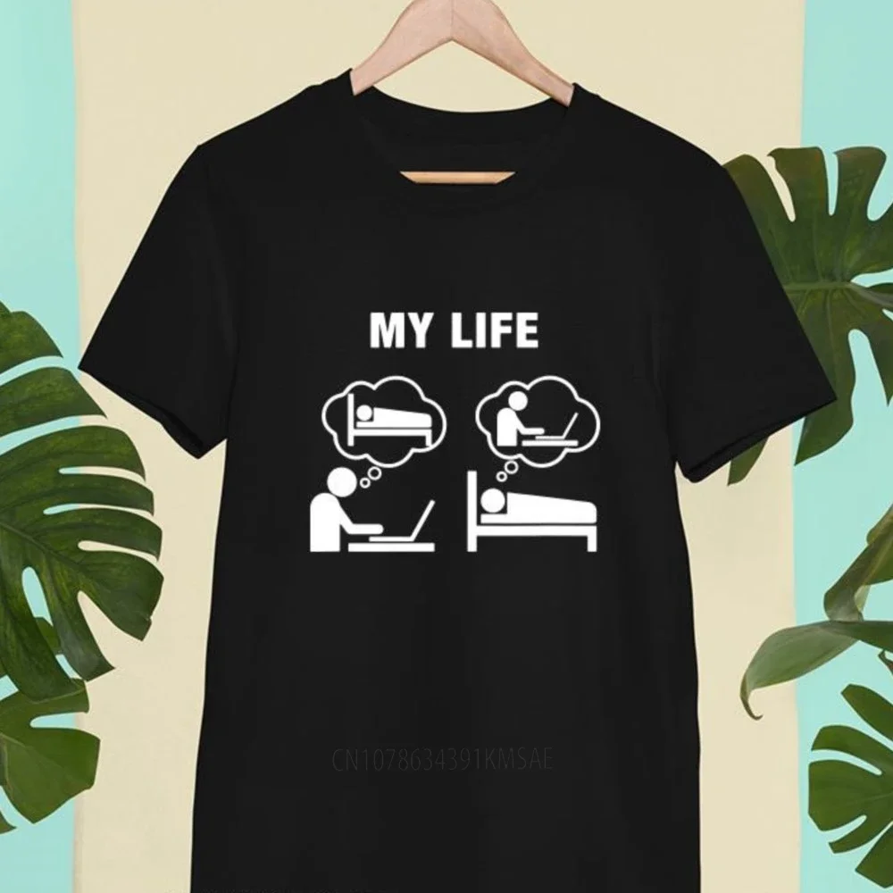 Funny Engineer Life Workaholic Computer Tshirt Science Geek Gifts T Shirt Cotton Eu Size Tops Tee Male