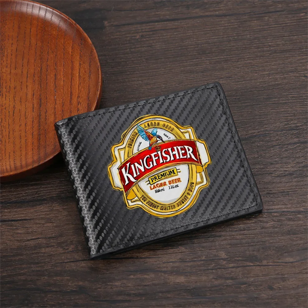 Kingfisher beer label with bird Men's Wallets Simple Business Modern Stylish Printing Design Gifts For Father Boyfriend Christma