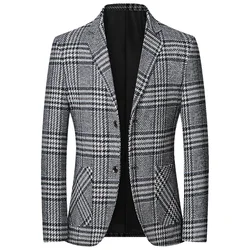 Chaqueta informal de negocios a cuadros para hombre, trajes masculinos, abrigos de alta calidad, chaquetas delgadas, abrigos 4XL, nuevo, primavera y otoño