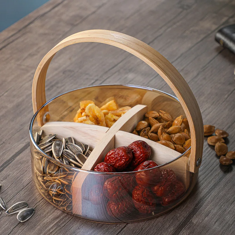 Light Luxury Fruit Basket Portable Glass Fruit Plate Living Room Candy Salad Bowl Home Snack Tray Fruit Wine Barrel Ice Bucket view 3