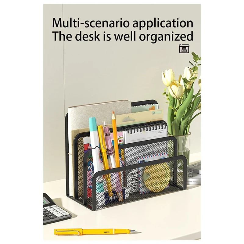 Desk Mail Organizer Small File Holders Letter Organizer Metal Mesh Document/Filing/Folders/Paper Organizer for Desktop B-A69M