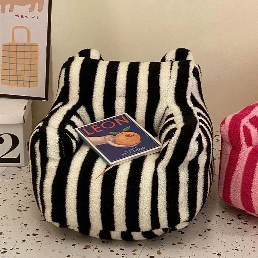 Household Small Bean Bag Sofas Children Balcony Corner Stool Lightweight Striped Cartoon Seat Soft Plush Fabric Kids Couch Sofa