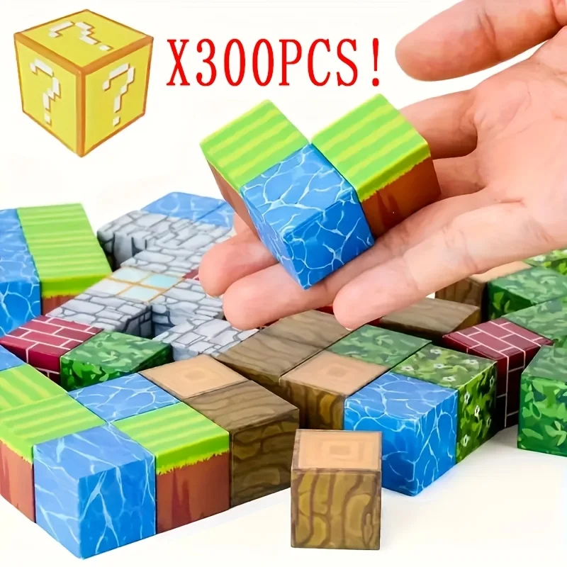 Zufällige magnetische Bausteine Mine World Building Spielzeug Magnet Cube Set für Junge Mädchen Kind DIY Modell Kinder STEM Sensorisches Spielzeug