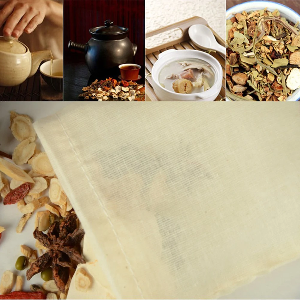 

10pcs Cotton Filter Bag Drawstring Soup Strainer Reusable Tea Coffee Spice Herbal High Temp Resistant Strong Filtration Leak