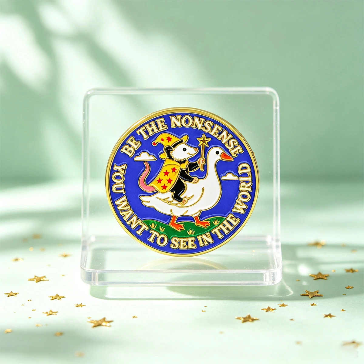 BE THE NONSENSE YOU WANT TO SEE IN THE WORLD Enamel Pin Cute Opossum Brooch Lapel Pins Badge Fashion Jewelry Friends Gifts