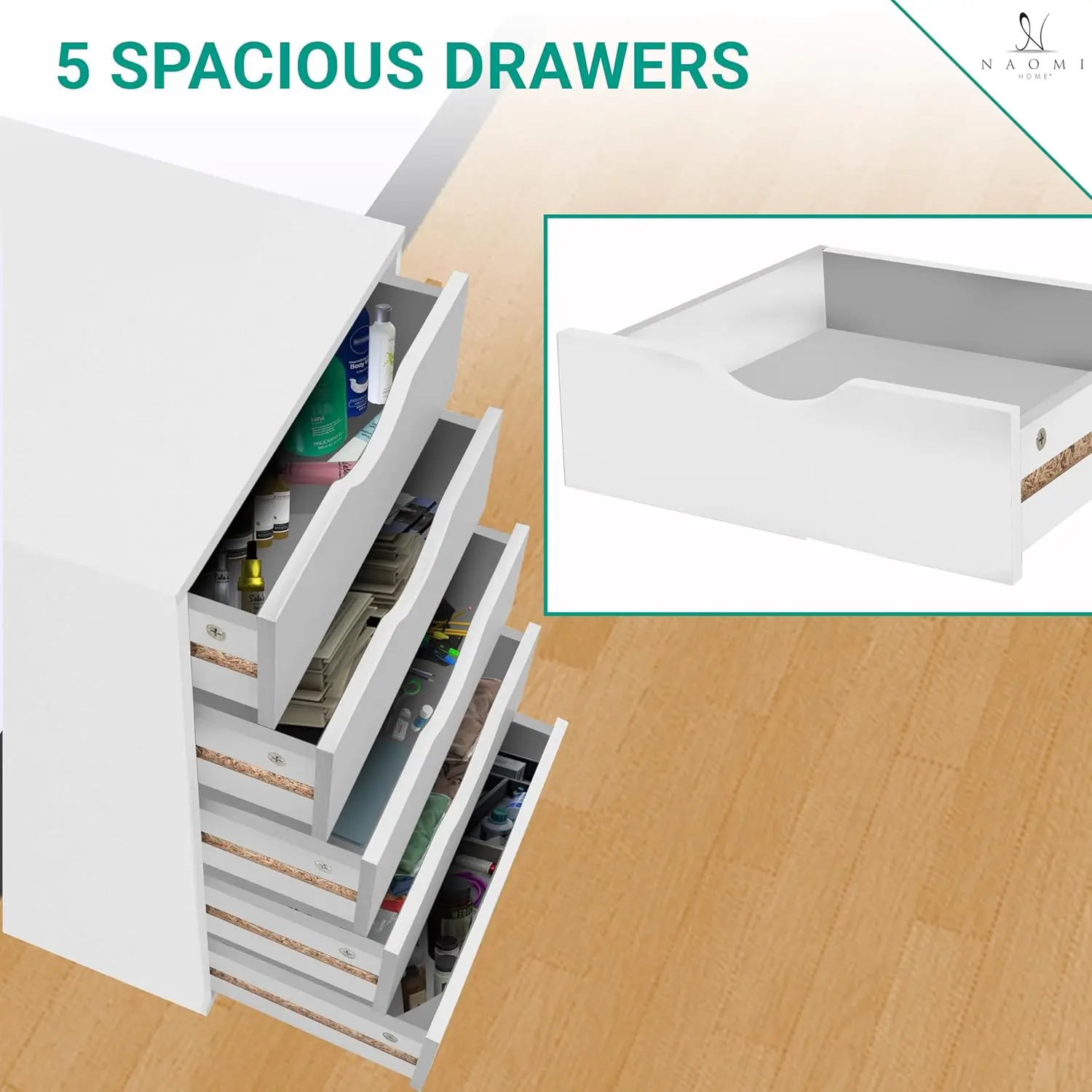 خزائن ملفات المكتب المنزلي من Naomi، خزائن الملفات الخشبية للمنزل والمكتب، خزانة الملفات الجانبية، خزانة الملفات الخشبية، خزانة الملفات المتنقلة #5