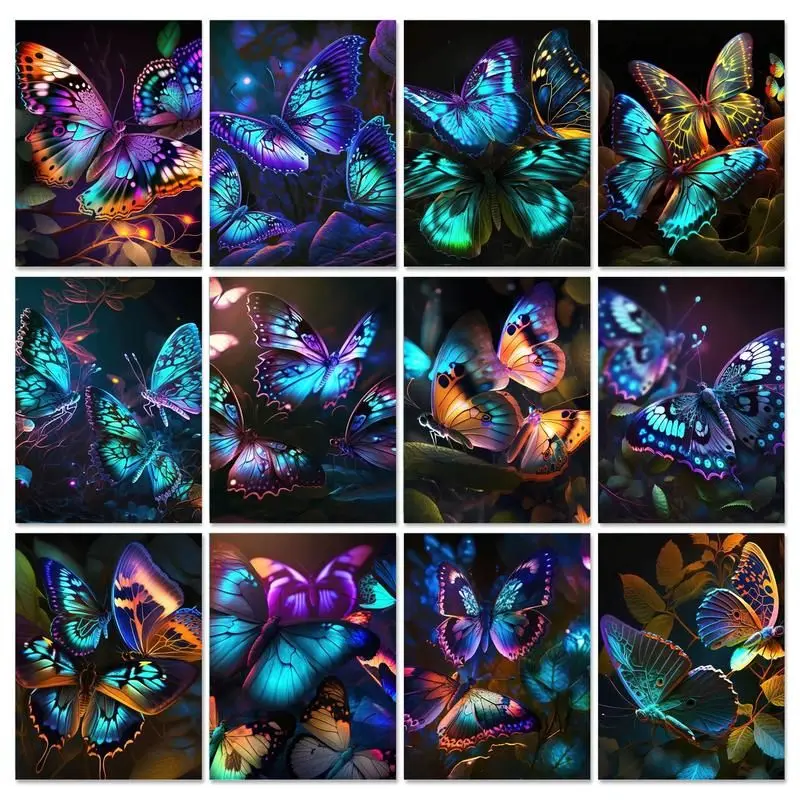 

GATYZTORY 60x75cm Diy Painting By Numbers Handicrafts Canvas Paintings Glowing Butterfly Pictures Animal Diy Gift For Kids Adult